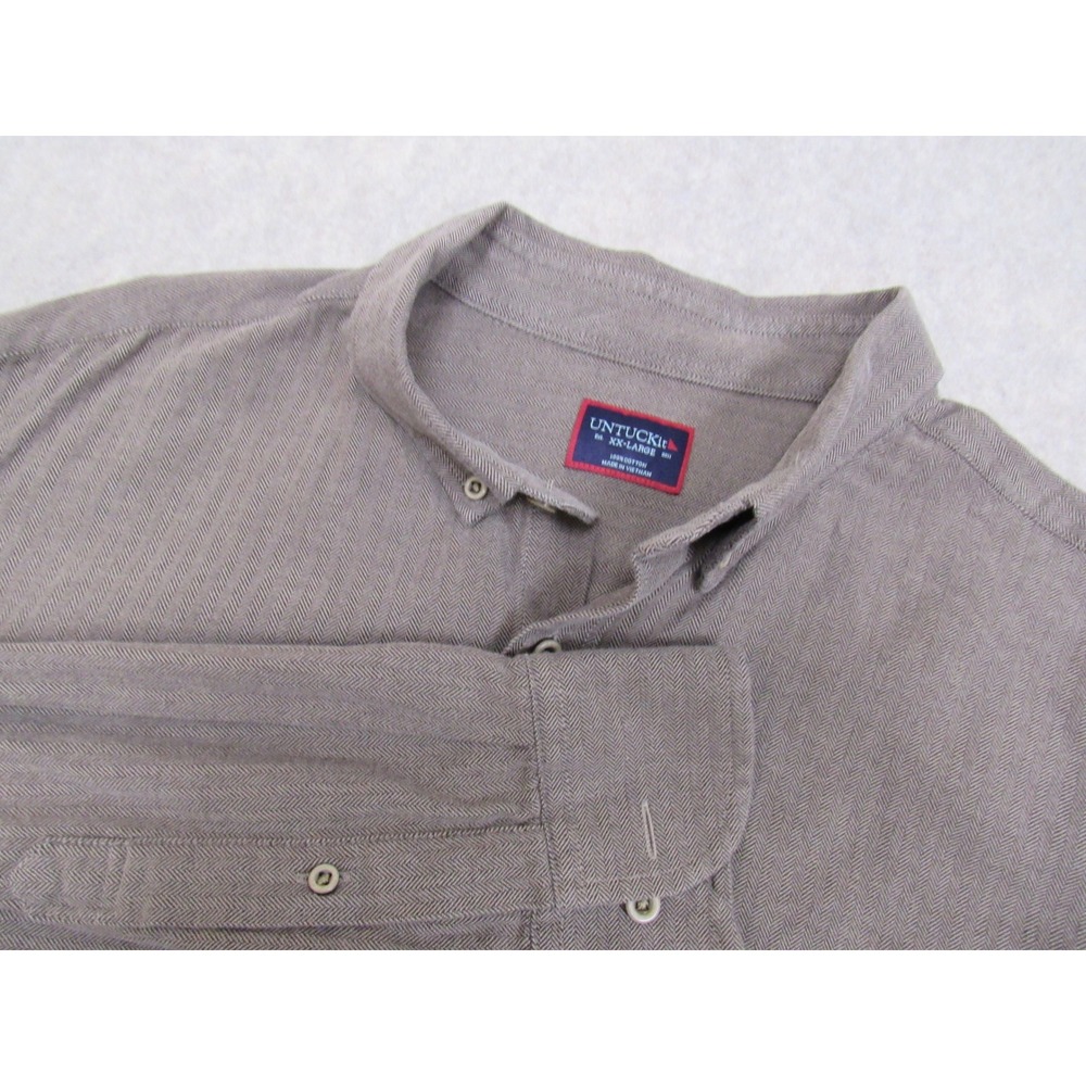 UNTUCKit Librando Tan Herringbone Button Down Shirt Mens XXL Regular Fit 40246